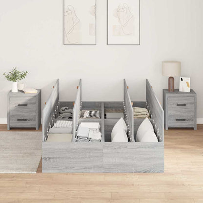 vidaXL Storage Bed Frame Grey Sonoma 120 x 190 cm Engineered Wood