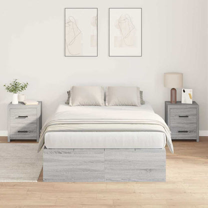 vidaXL Storage Bed Frame Grey Sonoma 120 x 190 cm Engineered Wood