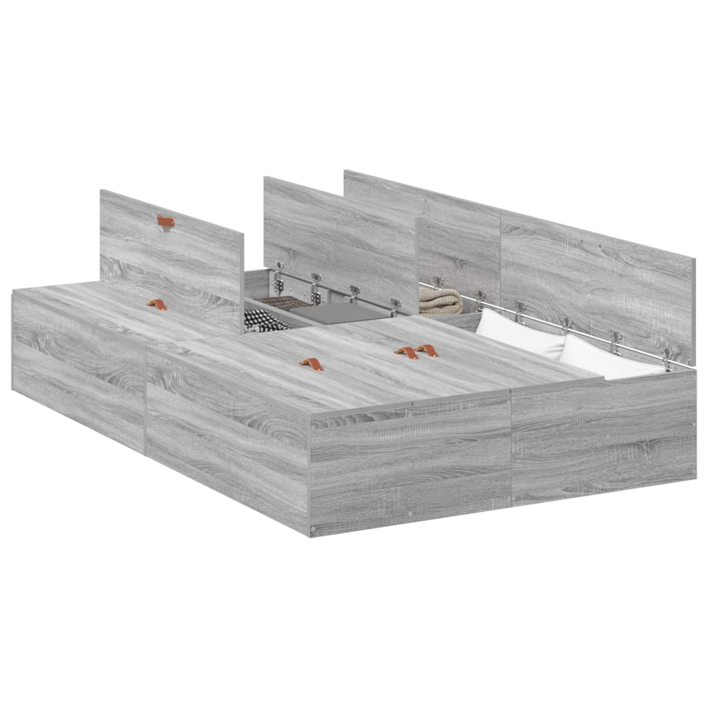 vidaXL Storage Bed Frame Grey Sonoma 120 x 190 cm Engineered Wood