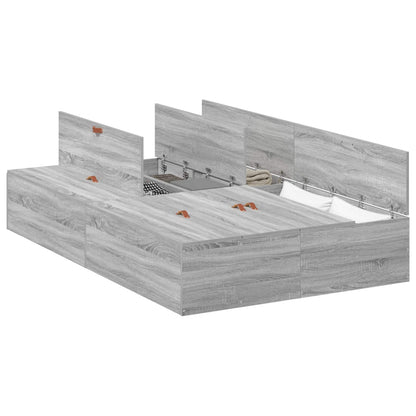 vidaXL Storage Bed Frame Grey Sonoma 120 x 190 cm Engineered Wood