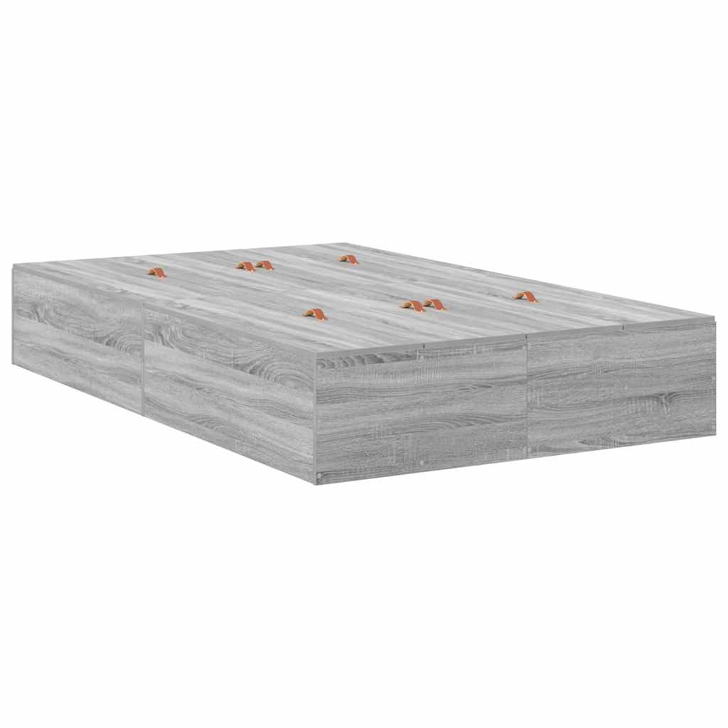 vidaXL Storage Bed Frame Grey Sonoma 120 x 190 cm Engineered Wood