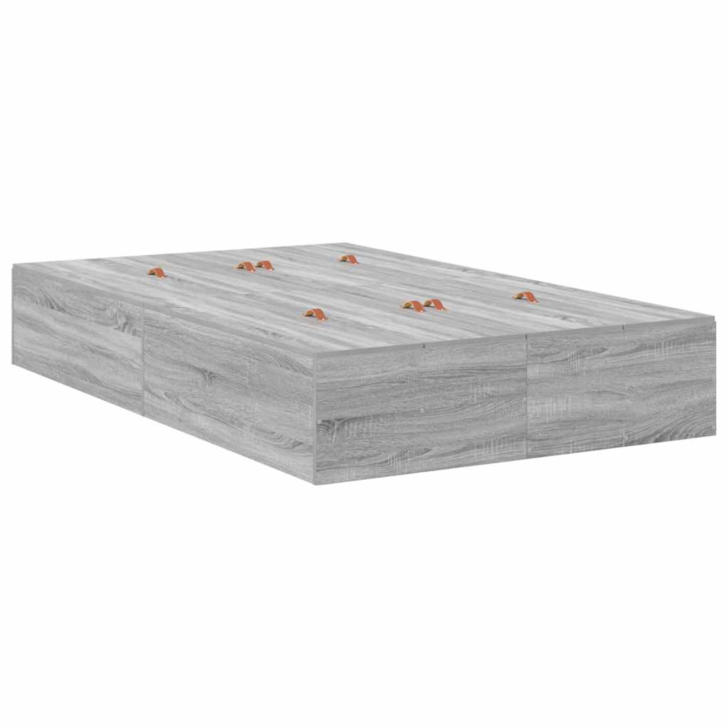 vidaXL Storage Bed Frame Grey Sonoma 120 x 190 cm Engineered Wood