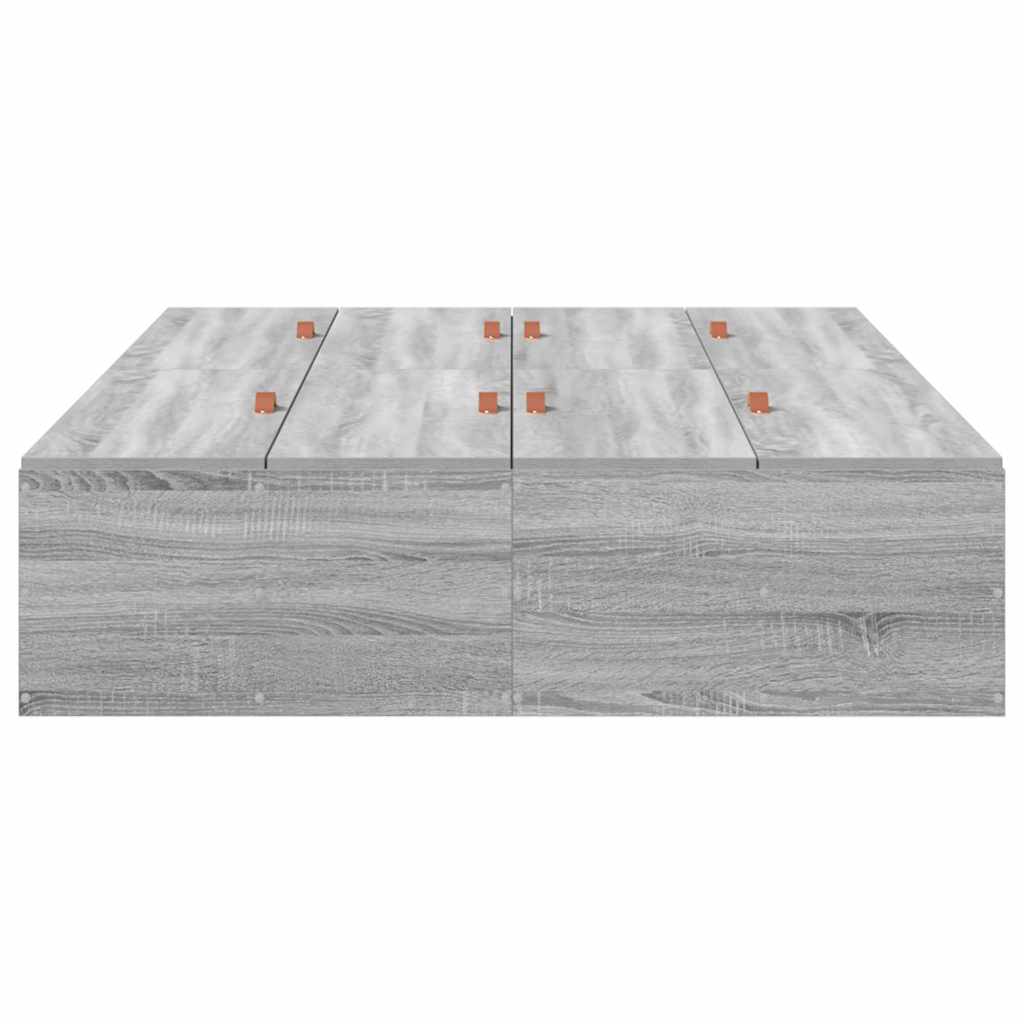vidaXL Storage Bed Frame Grey Sonoma 120 x 190 cm Engineered Wood