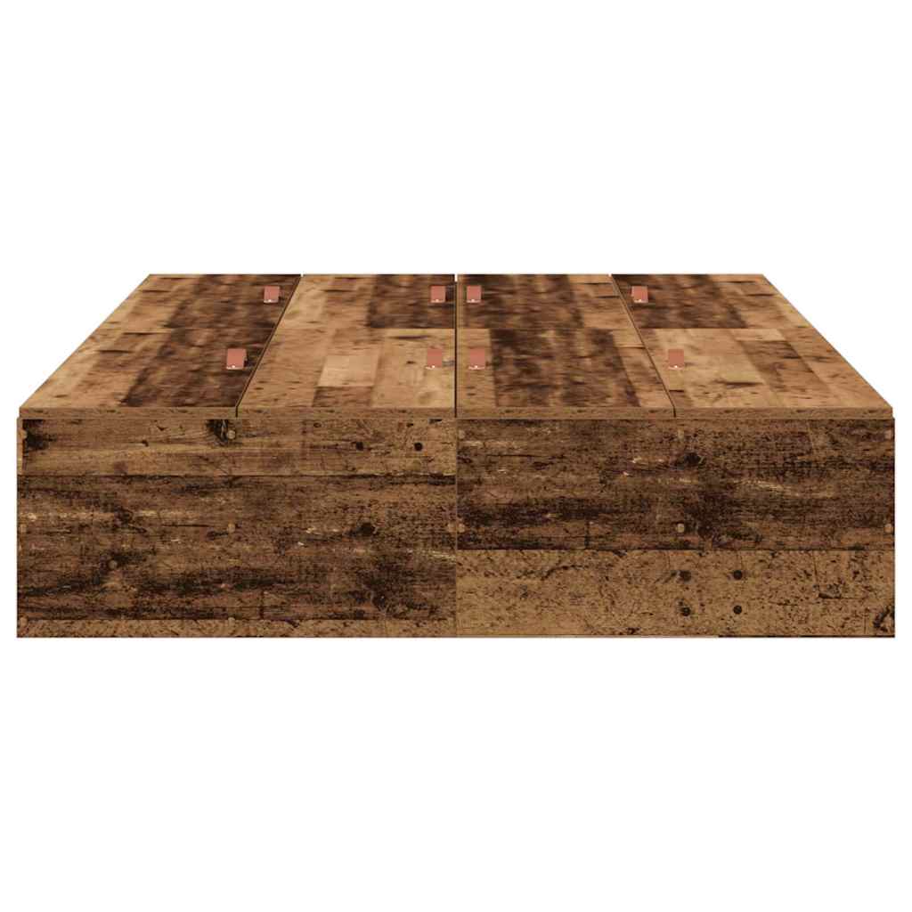 vidaXL Storage Bed Frame Old Wood 120 x 190 cm Engineered Wood