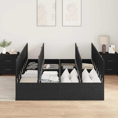 vidaXL Storage Bed Frame Black Oak 140 x 190 cm Engineered Wood
