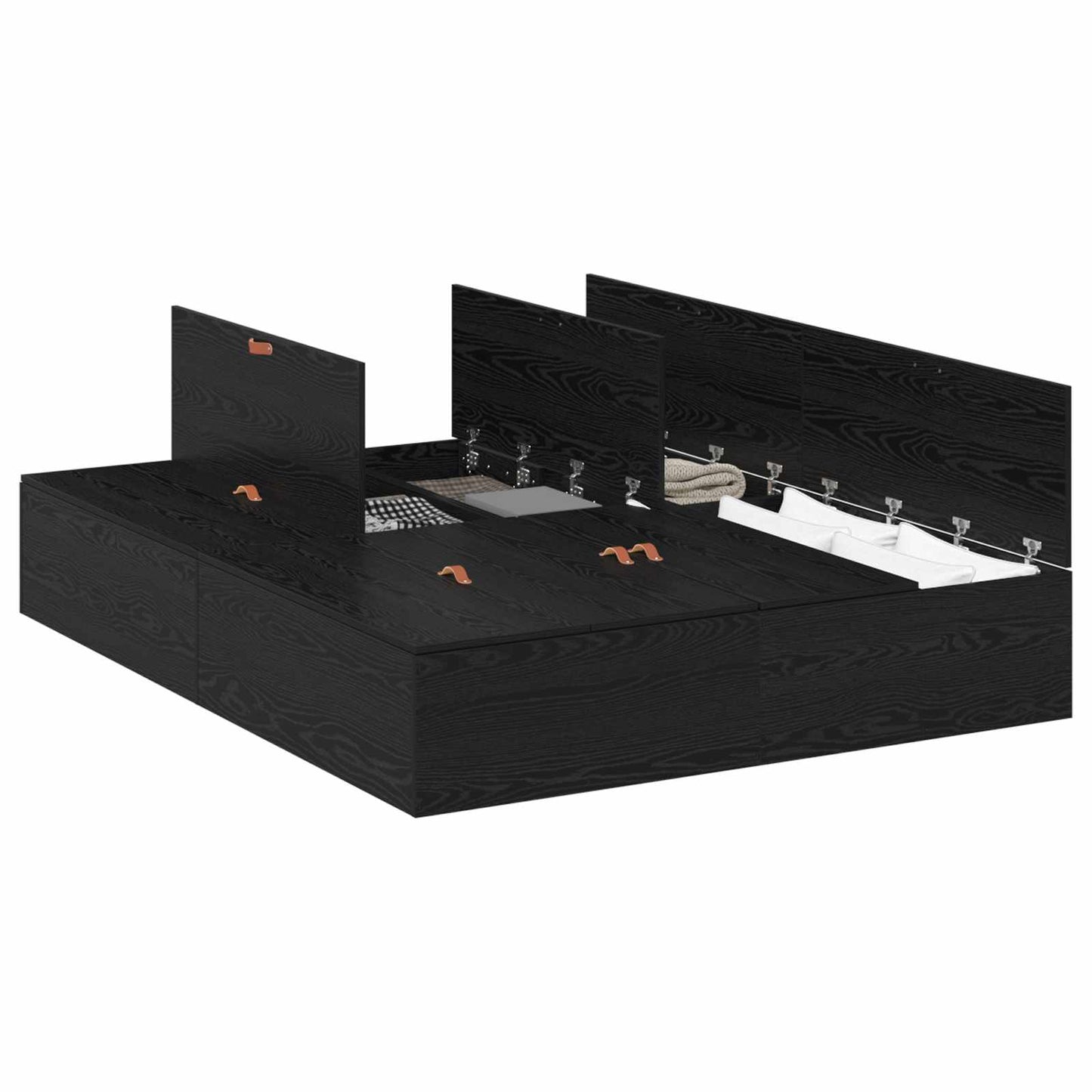 vidaXL Storage Bed Frame Black Oak 140 x 190 cm Engineered Wood