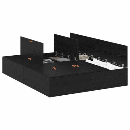 vidaXL Storage Bed Frame Black Oak 140 x 190 cm Engineered Wood