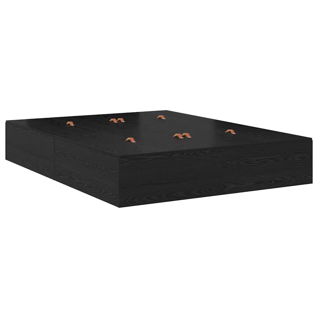 vidaXL Storage Bed Frame Black Oak 140 x 190 cm Engineered Wood