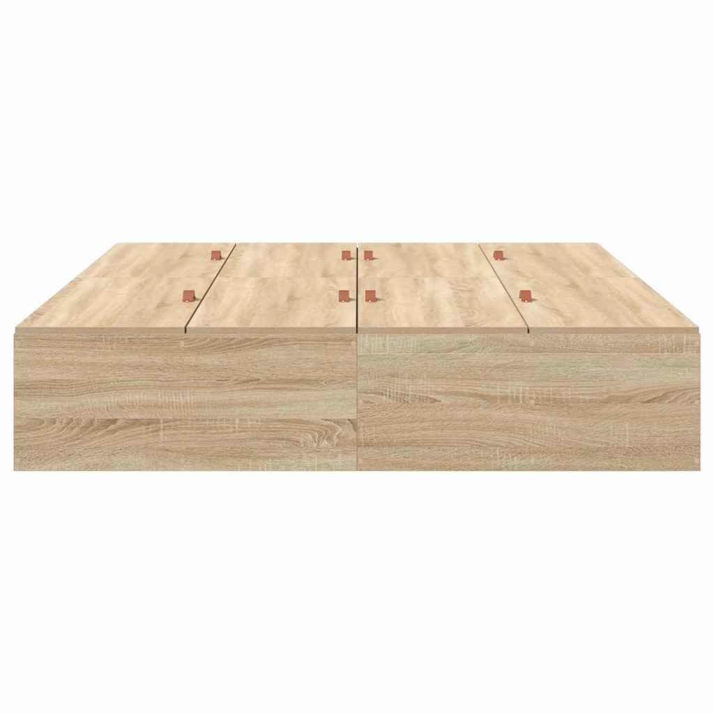 vidaXL Storage Bed Frame Sonoma Oak 140 x 190 cm Engineered Wood