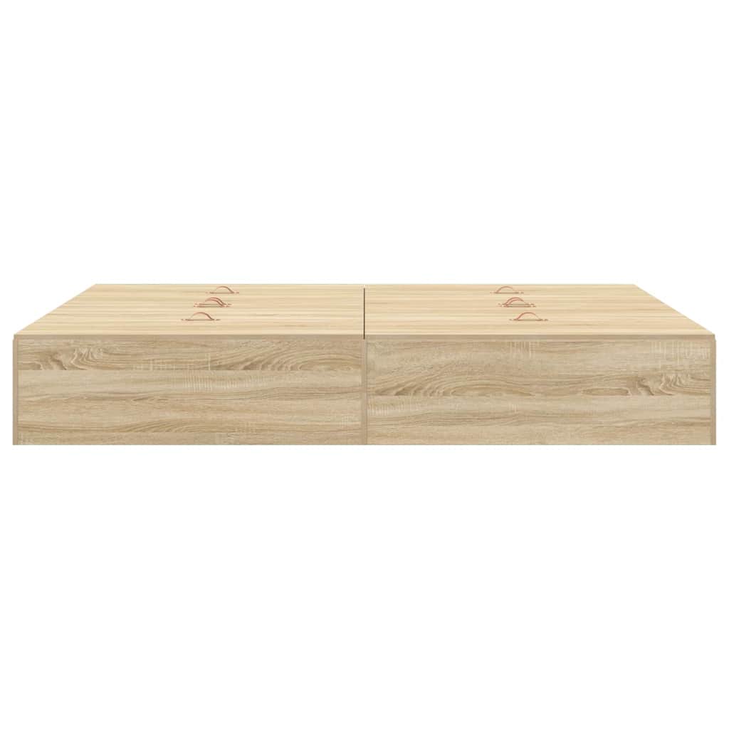 vidaXL Storage Bed Frame Sonoma Oak 140 x 190 cm Engineered Wood