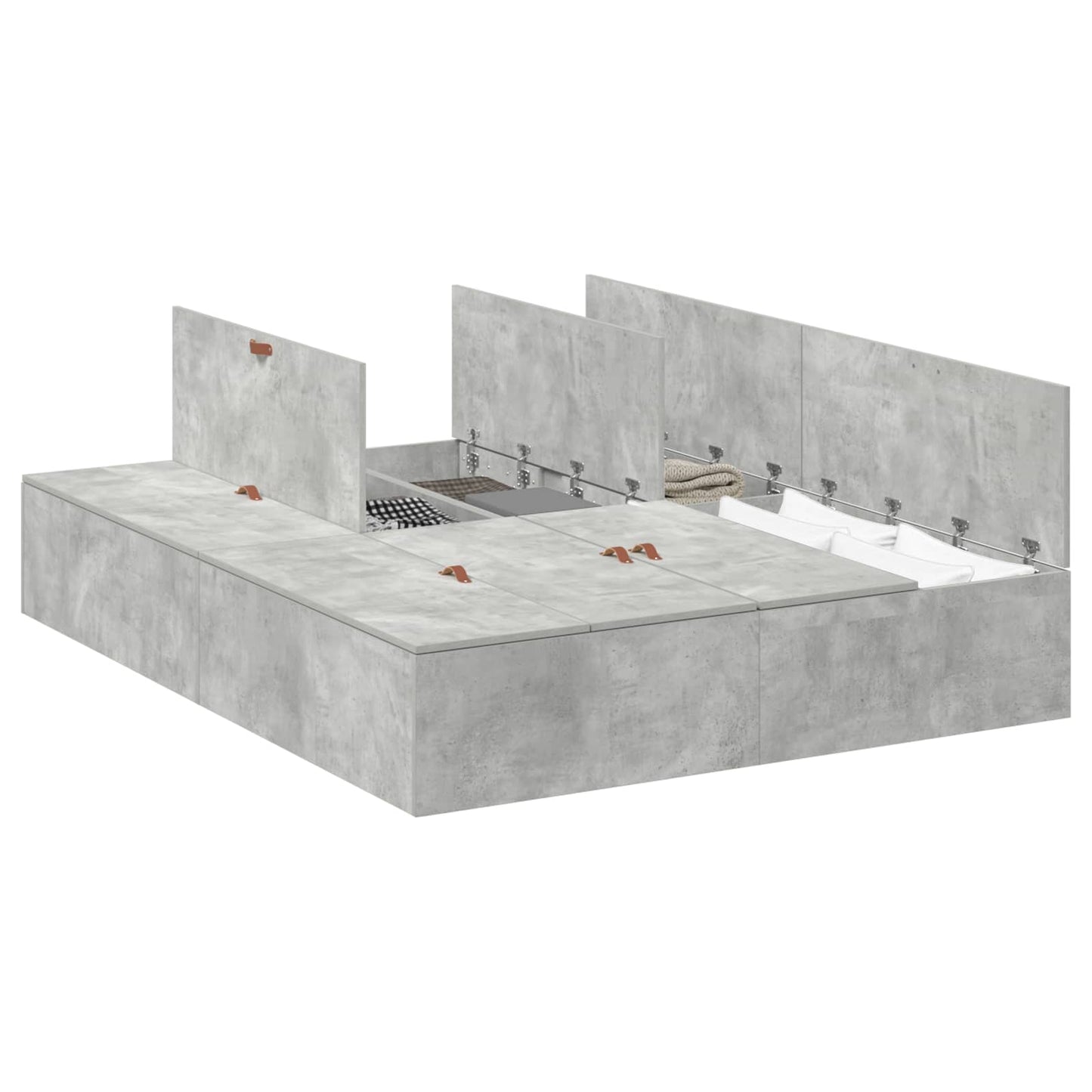vidaXL Storage Bed Frame Concrete Grey 140 x 190 cm Engineered Wood