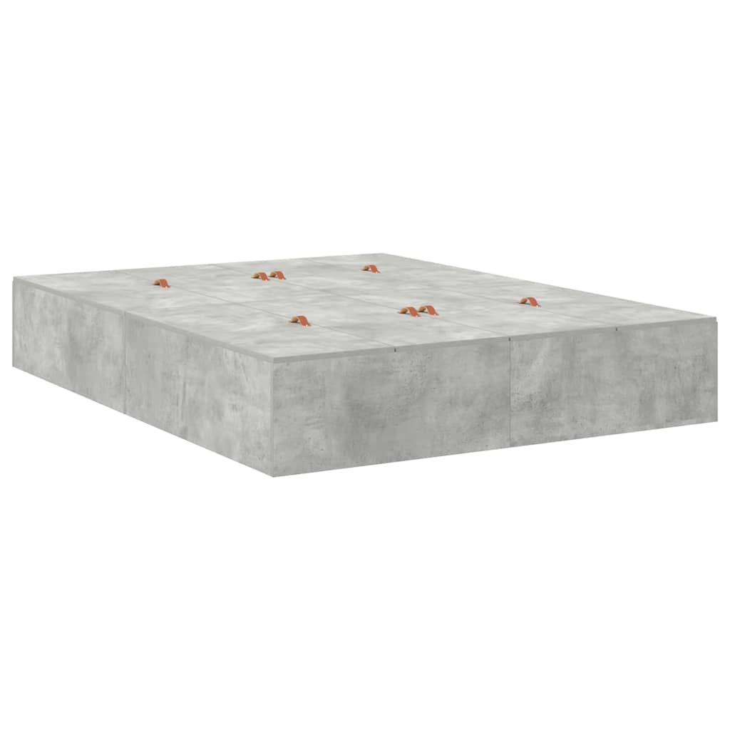 vidaXL Storage Bed Frame Concrete Grey 140 x 190 cm Engineered Wood