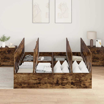 vidaXL Storage Bed Frame Smoked Oak 140 x 190 cm Engineered Wood