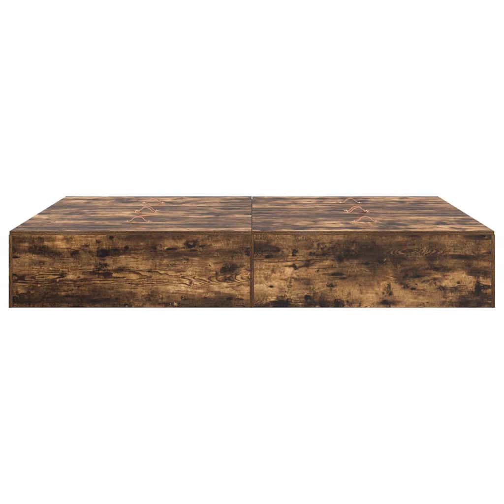 vidaXL Storage Bed Frame Smoked Oak 140 x 190 cm Engineered Wood