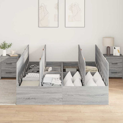 vidaXL Storage Bed Frame Grey Sonoma 140 x 190 cm Engineered Wood