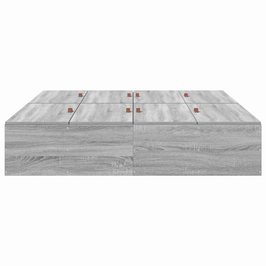 vidaXL Storage Bed Frame Grey Sonoma 135 x 190 cm Engineered Wood