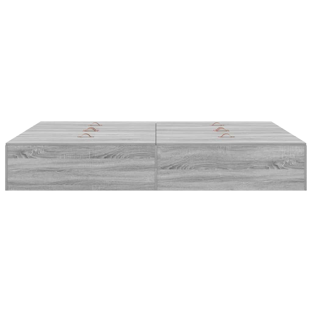vidaXL Storage Bed Frame Grey Sonoma 135 x 190 cm Engineered Wood