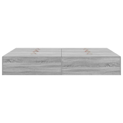 vidaXL Storage Bed Frame Grey Sonoma 135 x 190 cm Engineered Wood