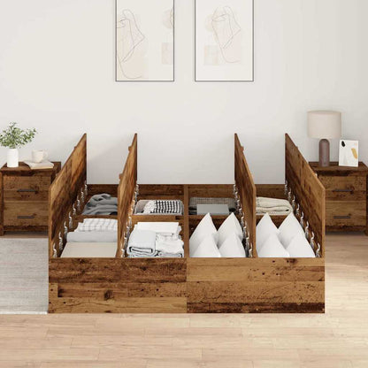 vidaXL Storage Bed Frame Old Wood 135 x 190 cm Engineered Wood