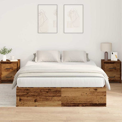 vidaXL Storage Bed Frame Old Wood 135 x 190 cm Engineered Wood