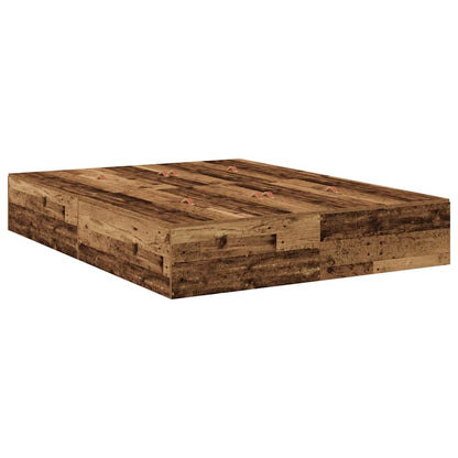 vidaXL Storage Bed Frame Old Wood 135 x 190 cm Engineered Wood