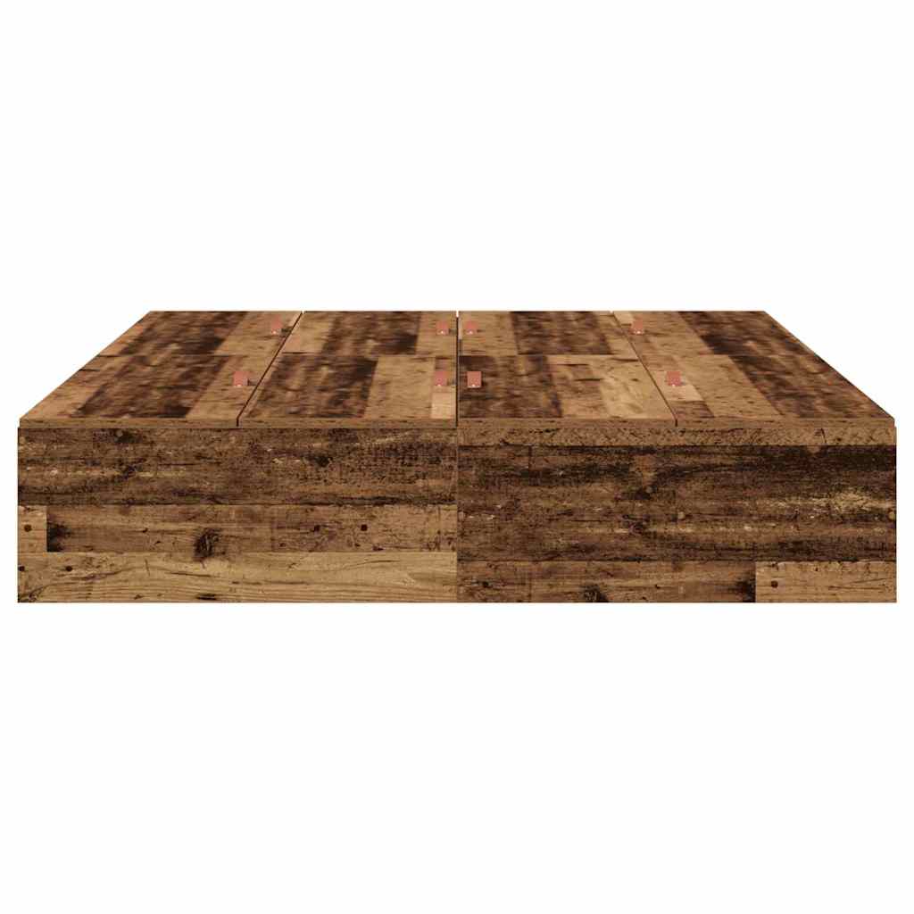 vidaXL Storage Bed Frame Old Wood 135 x 190 cm Engineered Wood