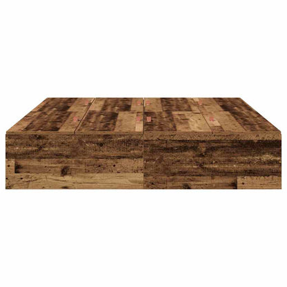 vidaXL Storage Bed Frame Old Wood 135 x 190 cm Engineered Wood