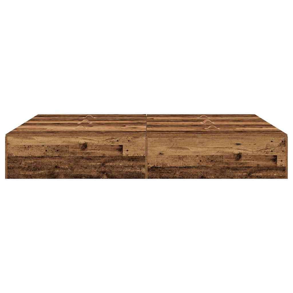 vidaXL Storage Bed Frame Old Wood 135 x 190 cm Engineered Wood