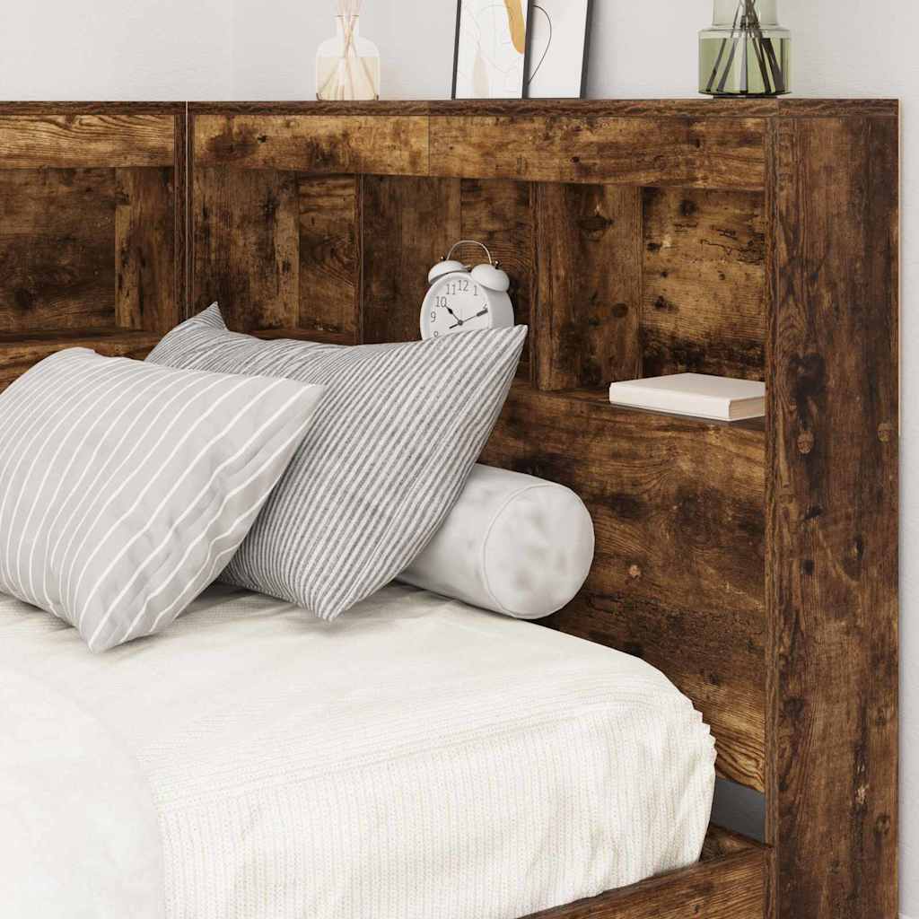 vidaXL Storage Headboard Smoked Oak Engineered Wood