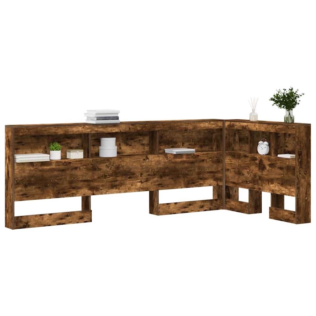 vidaXL Storage Headboard Smoked Oak Engineered Wood