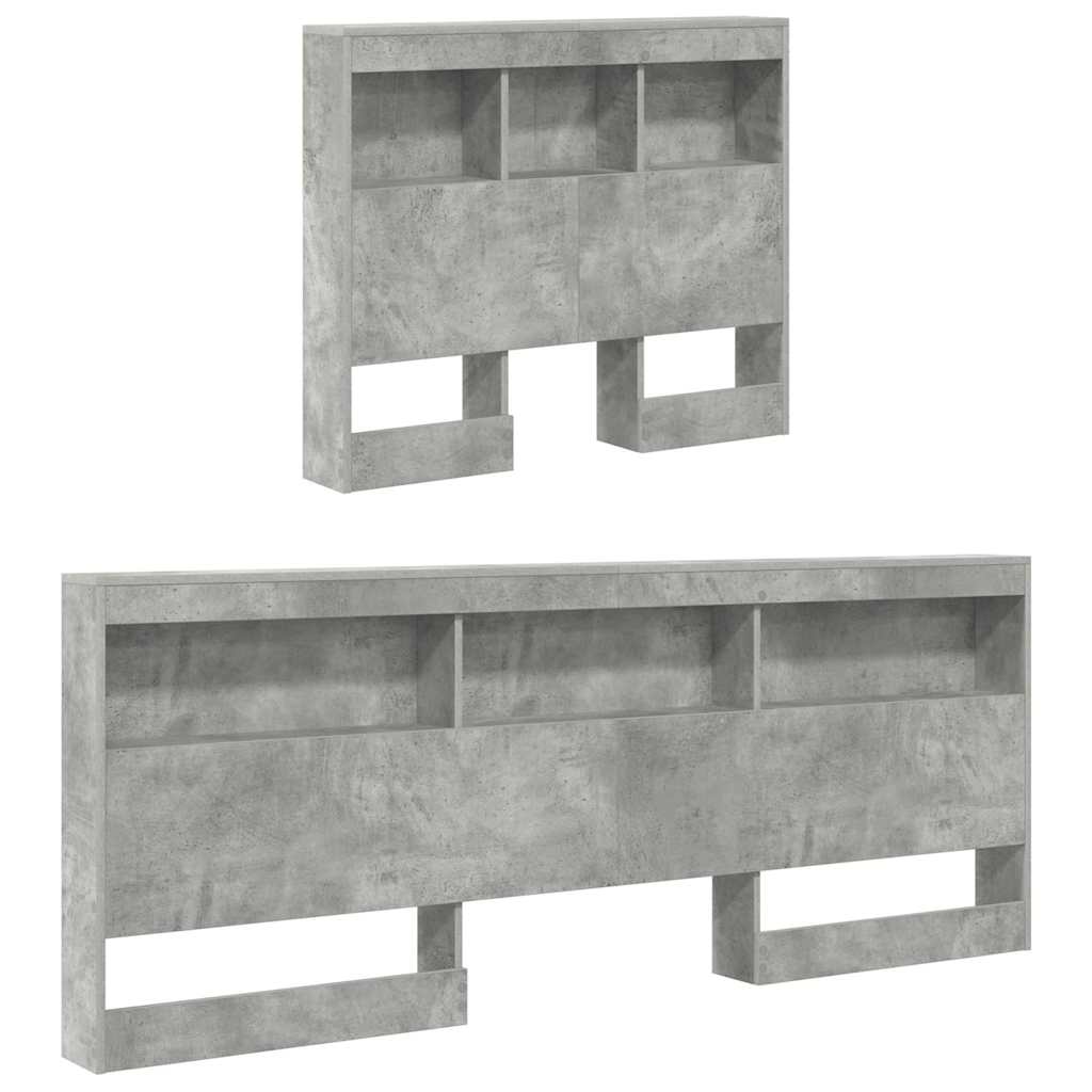 vidaXL Storage Headboard Concrete Grey Engineered Wood