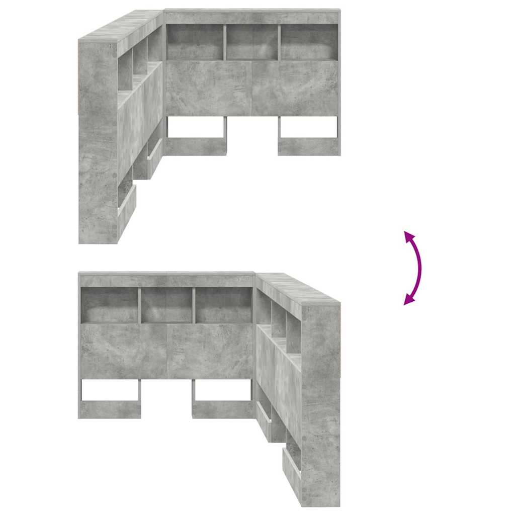vidaXL Storage Headboard Concrete Grey Engineered Wood