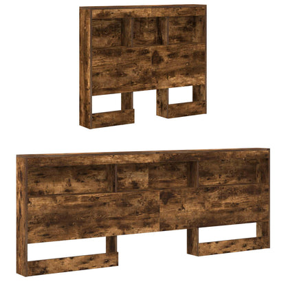 vidaXL Storage Headboard with Shelf Smoked Oak 90 cm Engineered Wood