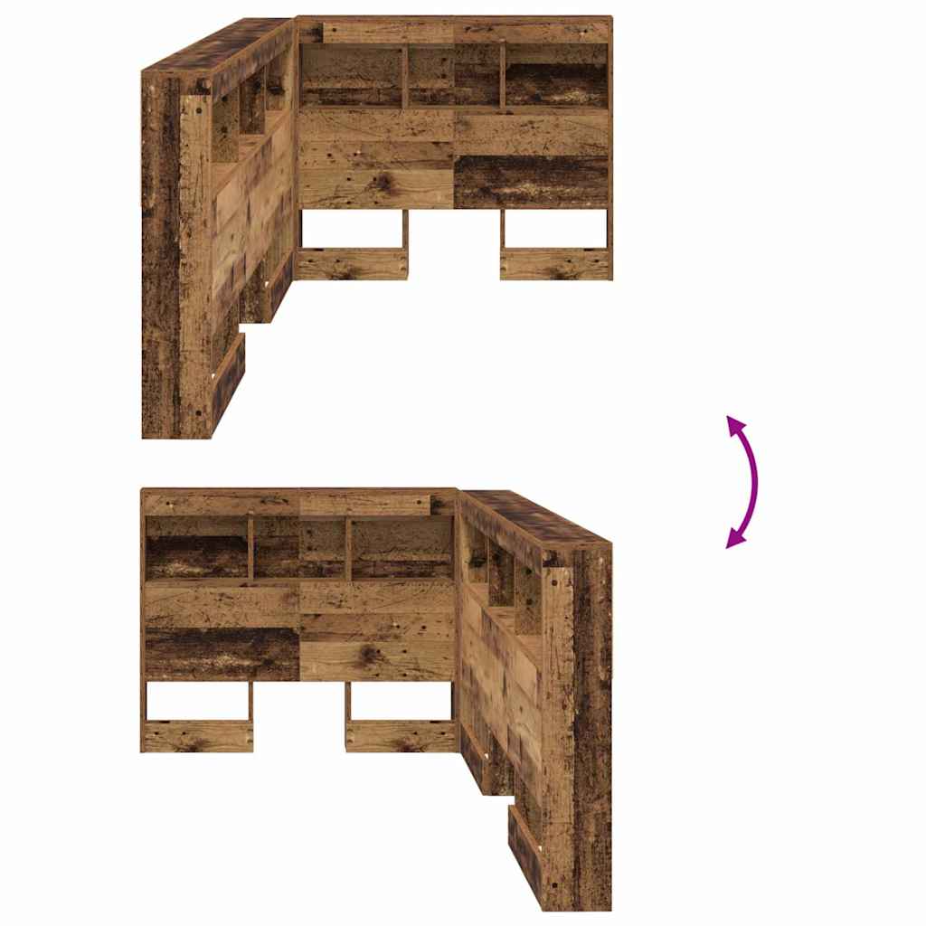 vidaXL Storage Headboard with Shelf Old Wood 90 cm Engineered Wood