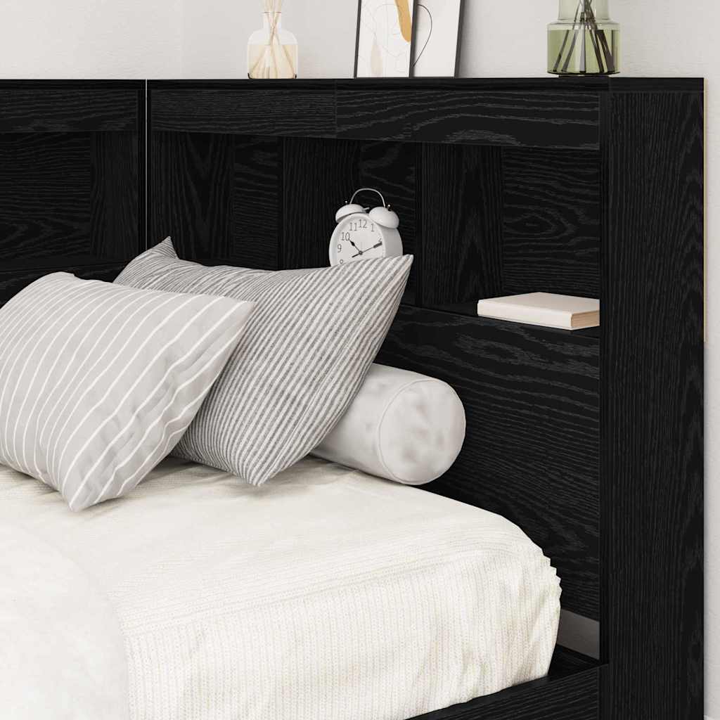 vidaXL Storage Headboard Black Oak Engineered Wood