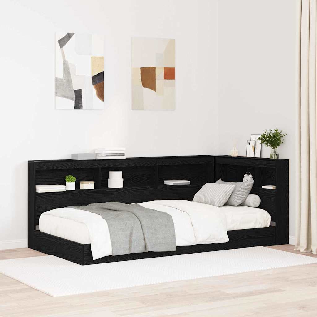 vidaXL Storage Headboard Black Oak Engineered Wood