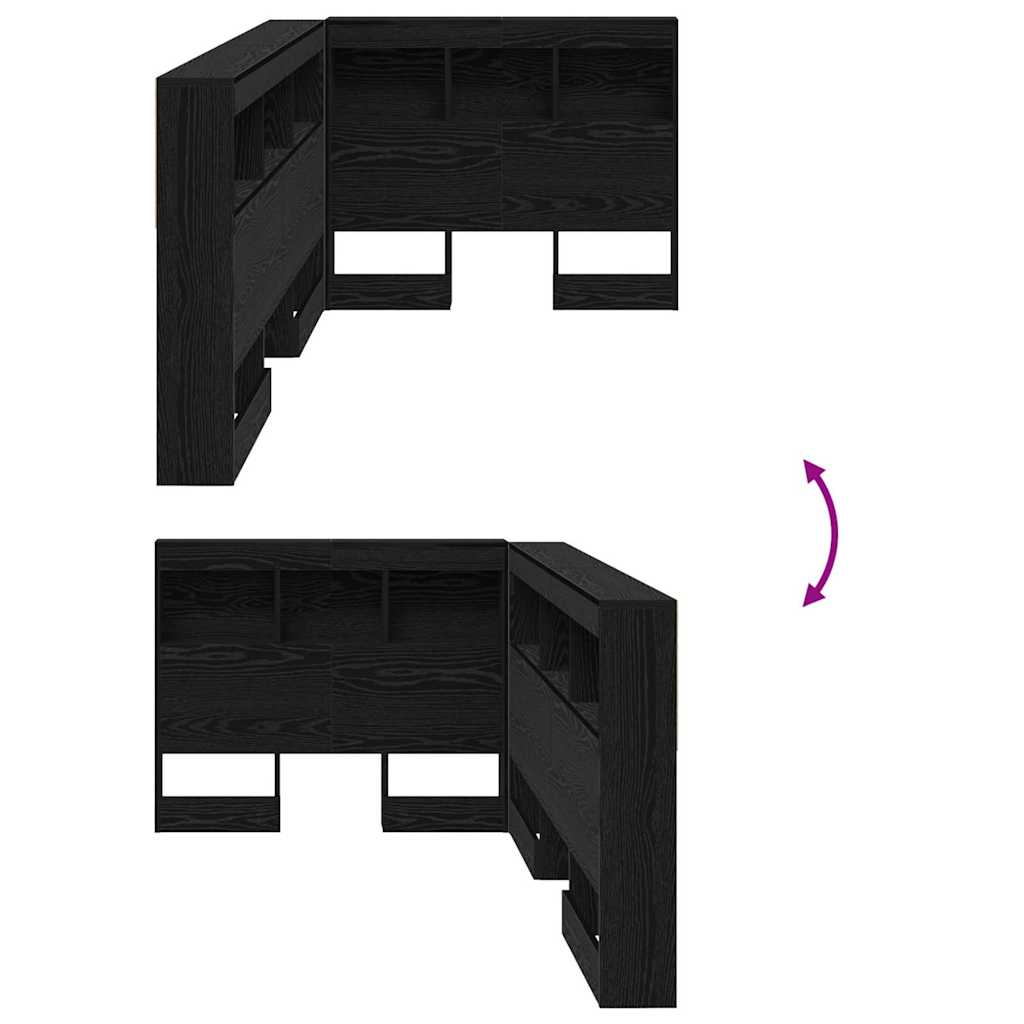 vidaXL Storage Headboard Black Oak Engineered Wood