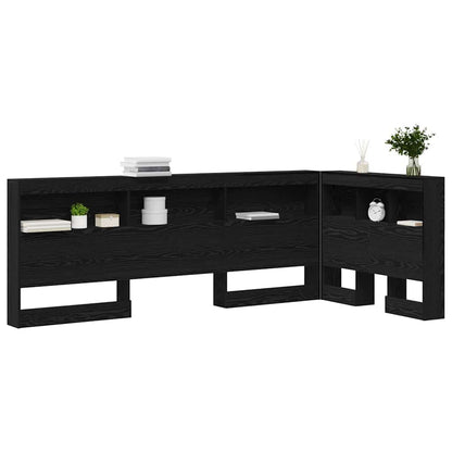 vidaXL Storage Headboard Black Oak Engineered Wood