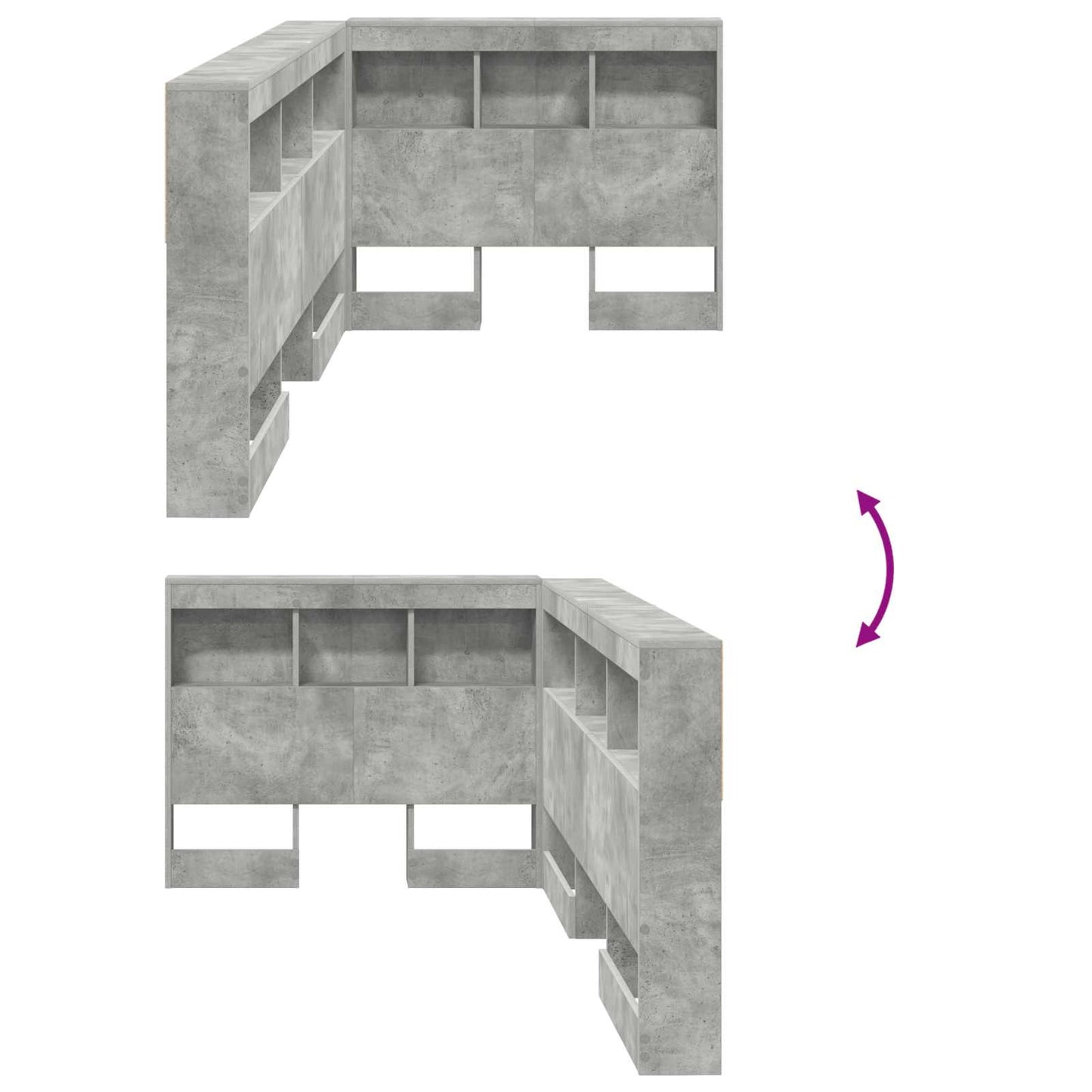 vidaXL Storage Headboard Concrete Grey Engineered Wood