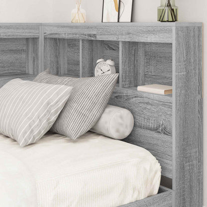 vidaXL Storage Headboard with Shelf Grey Sonoma 100 cm Engineered Wood