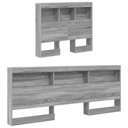 vidaXL Storage Headboard with Shelf Grey Sonoma 100 cm Engineered Wood