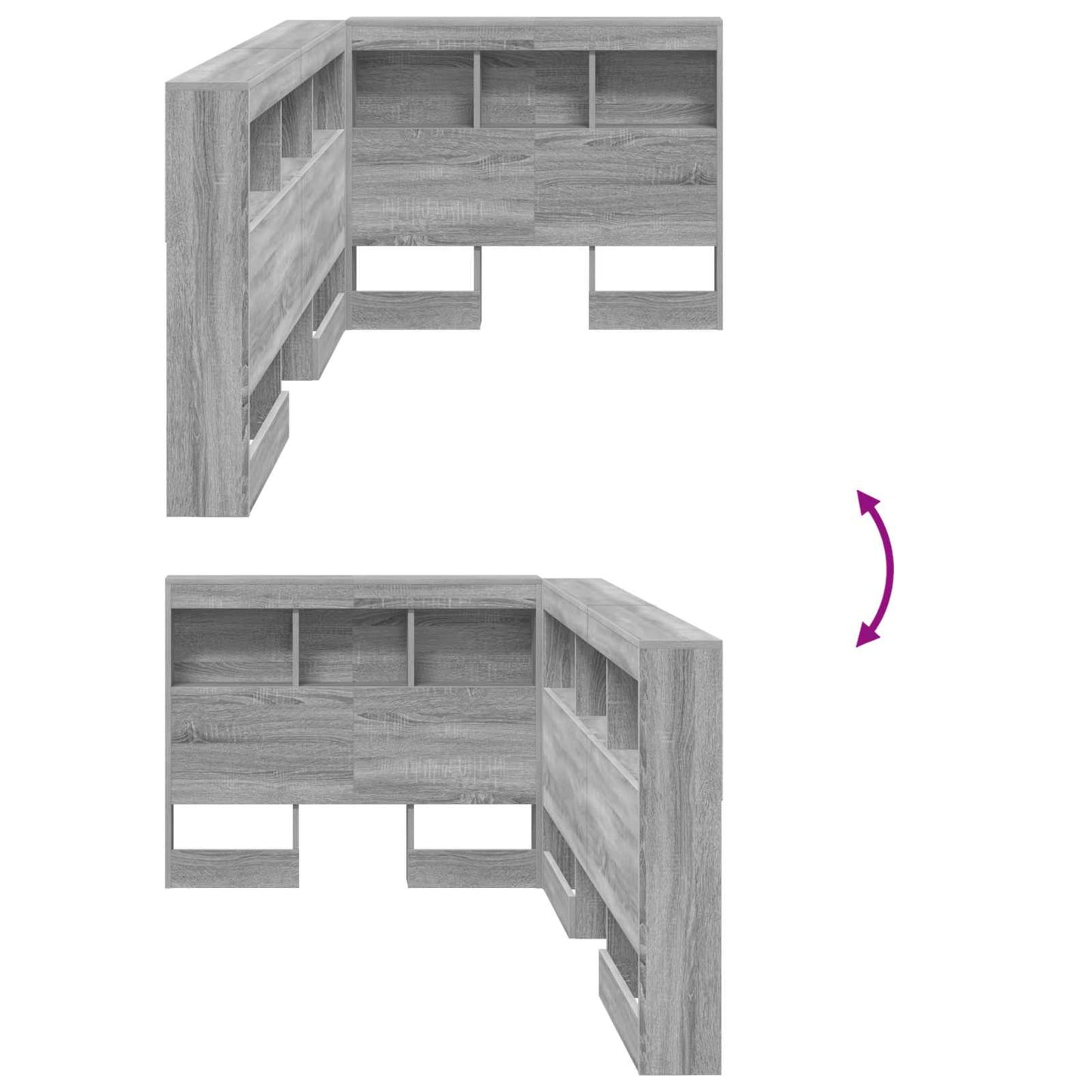 vidaXL Storage Headboard with Shelf Grey Sonoma 100 cm Engineered Wood