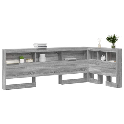 vidaXL Storage Headboard with Shelf Grey Sonoma 100 cm Engineered Wood
