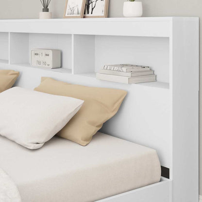 vidaXL Storage Headboard White Engineered Wood