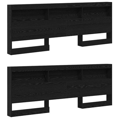 vidaXL Storage Headboard with Shelf Black Oak 200 cm Engineered Wood