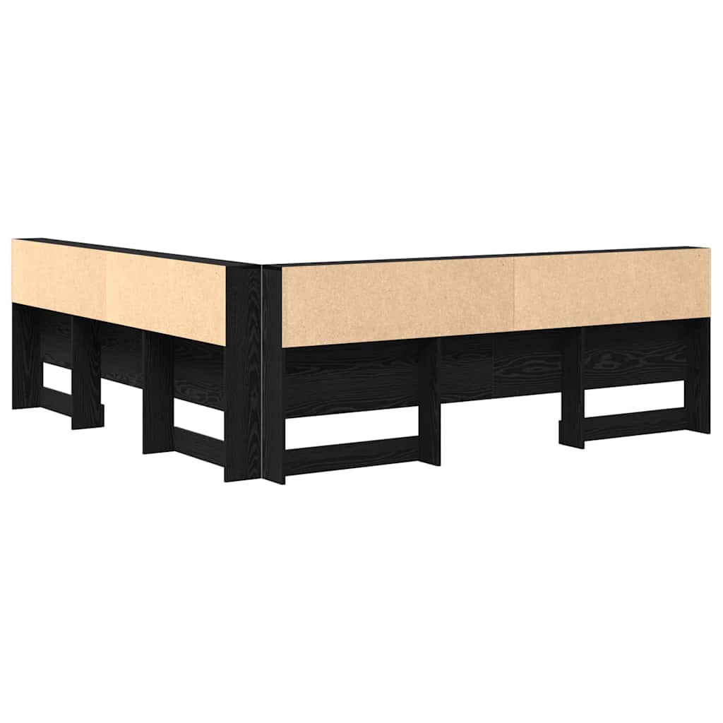 vidaXL Storage Headboard with Shelf Black Oak 200 cm Engineered Wood