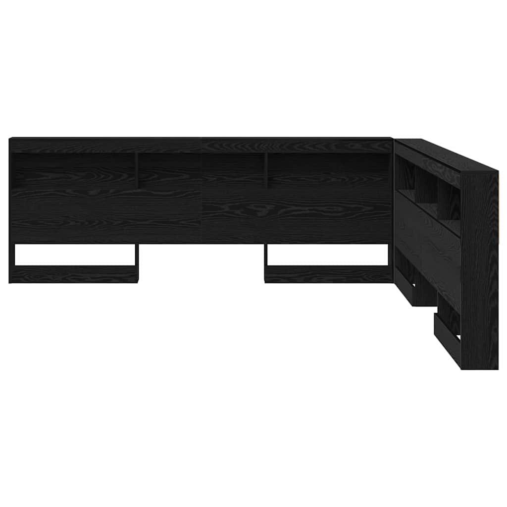 vidaXL Storage Headboard with Shelf Black Oak 200 cm Engineered Wood