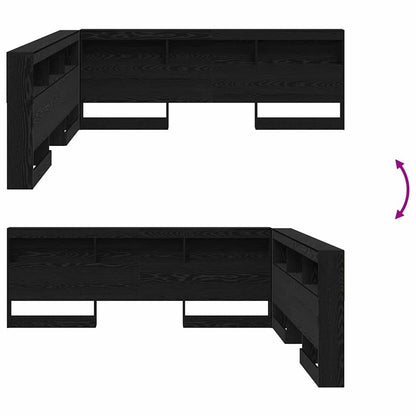 vidaXL Storage Headboard with Shelf Black Oak 200 cm Engineered Wood