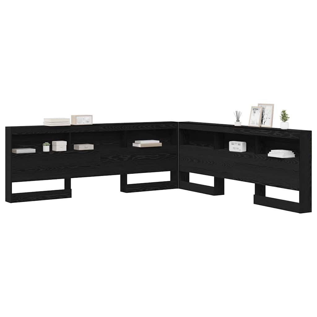 vidaXL Storage Headboard with Shelf Black Oak 200 cm Engineered Wood