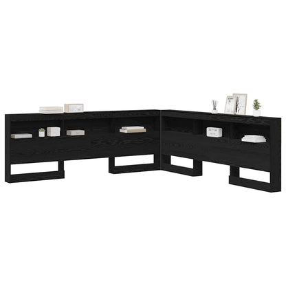 vidaXL Storage Headboard with Shelf Black Oak 200 cm Engineered Wood